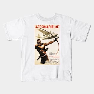 AEROMARITIME Africa French Airline Advertisement Vintage Travel Kids T-Shirt